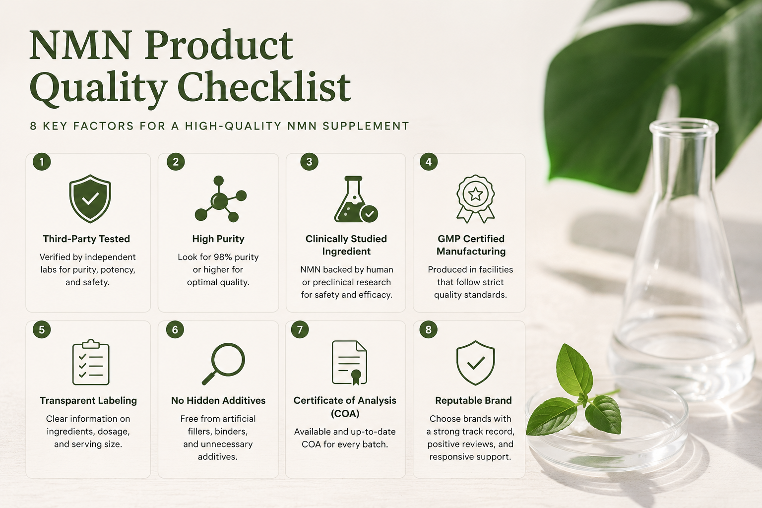 NMN product quality checklist for supplement buyers