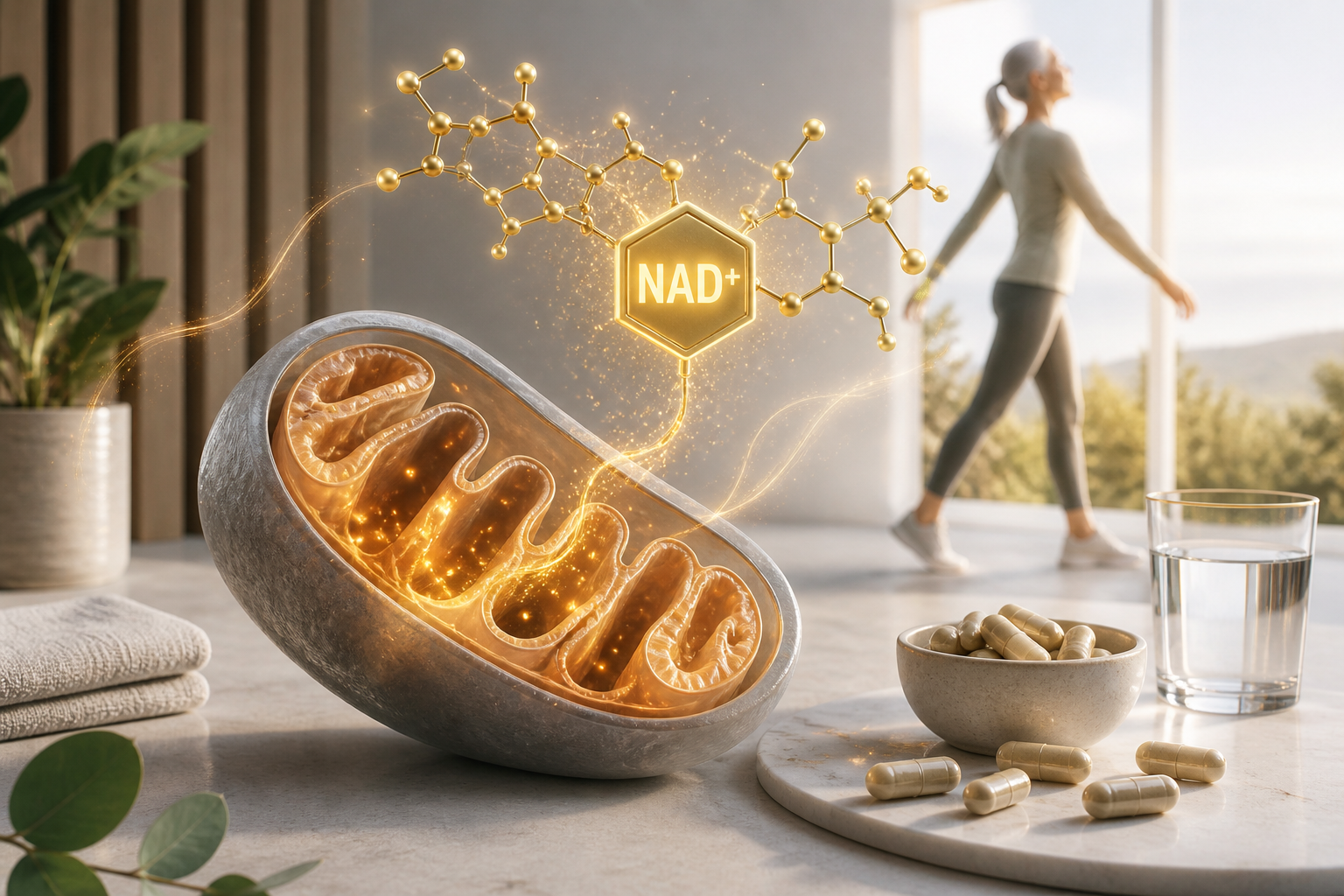 NAD plus supplement concept for cellular energy and healthy aging support