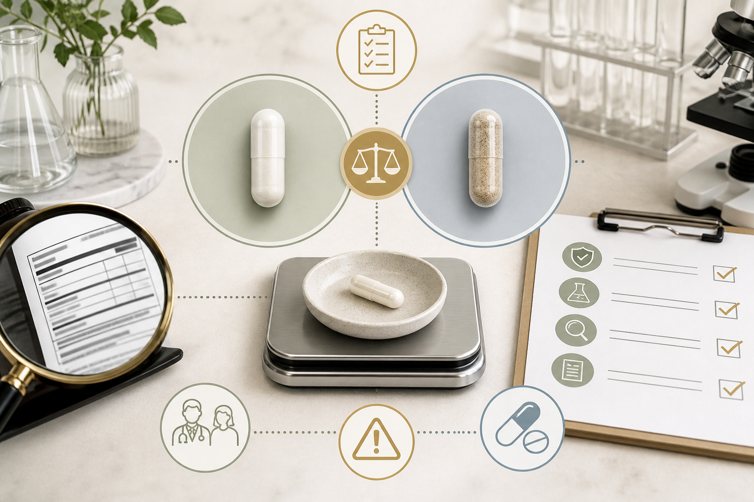 Supplement label and certificate of analysis quality checklist for comparing NMN and NR products