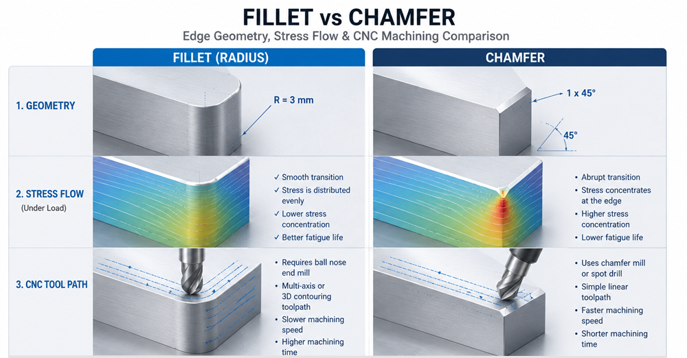 CNC Machining: When Should You Design a Chamfer Instead of a Fillet?