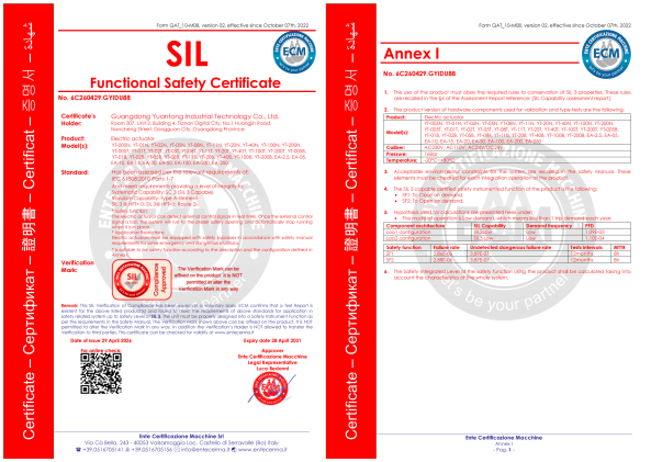 Guangdong Yuantong Industrial Technology Co., Ltd. SIL Certificate