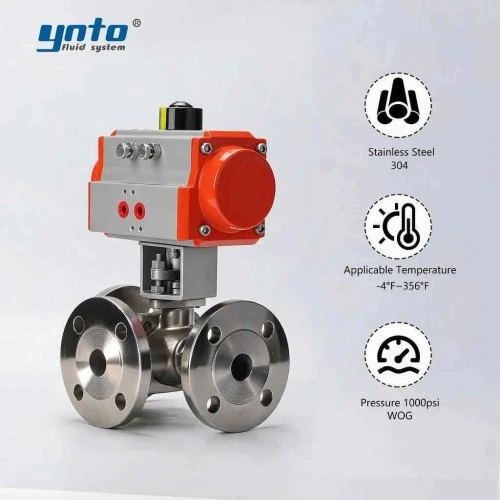 pneumatic-three-way-flanged-ball-valve