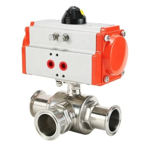 pneumatic-three-way-sanitary-ball-valve