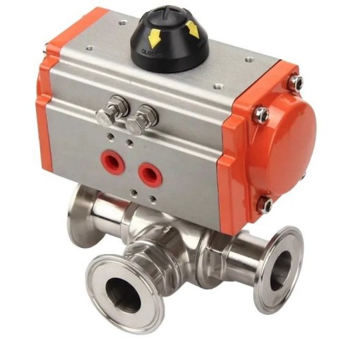 pneumatic-three-way-clamp-ball-valve