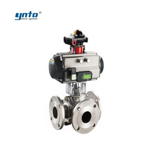 pneumatic-flanged-three-way-ball-valve