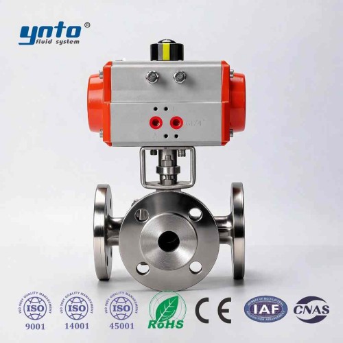pneumatic-three-way-flanged-ball-valve