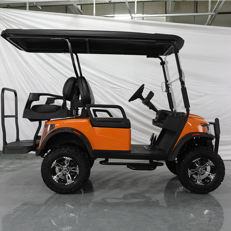 Carrito de golf eléctrico de la marca E918-2 + 2.G Carro de caza de golf de 4 pasajeros Carro de golf trasero de 2 asientos con medidor profesional