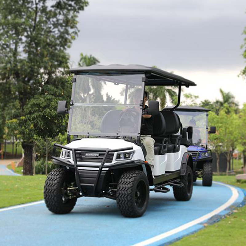 E918-4. G عربة صيد مرفوعة AC محرك 5KW JH-48M380 AC350A عربة جولف كهربائية كلاسيكية 4 مقاعد