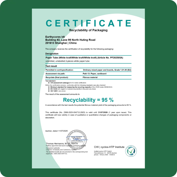 Recyclability Certificate (cyclos-HTP)