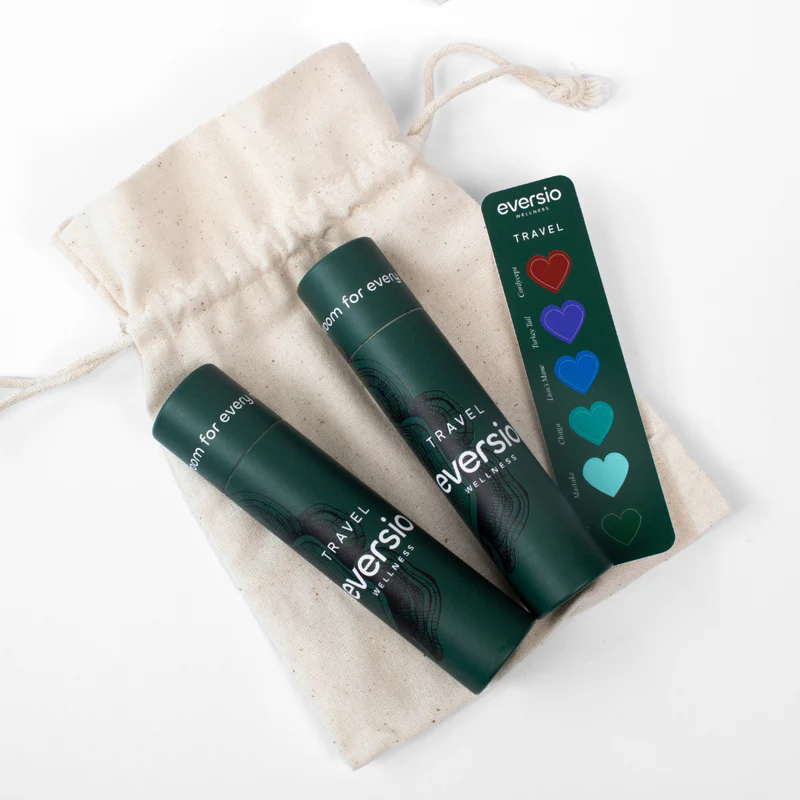 Eversio Wellness supplements in custom paper tube packaging
