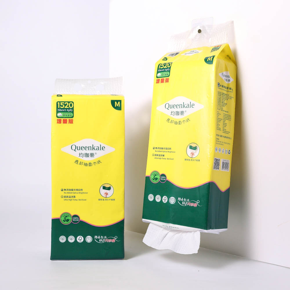 QueenKale Pure Wood Pulp Bottom Draw Tissue
