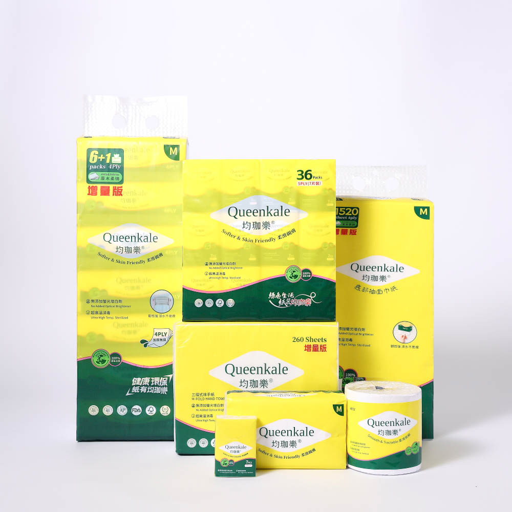 QueenKale Healthy Wood Pulp Tissue Products Line