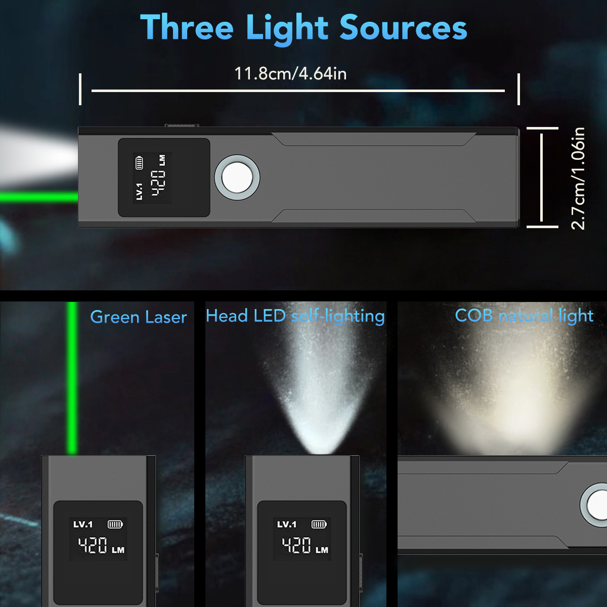 P100 3-in-1 green laser magnetic pocket light