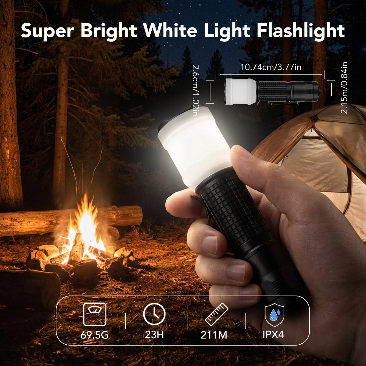 Zoomable EDC Flashlight | 800LM Portable Pocket Flashlight