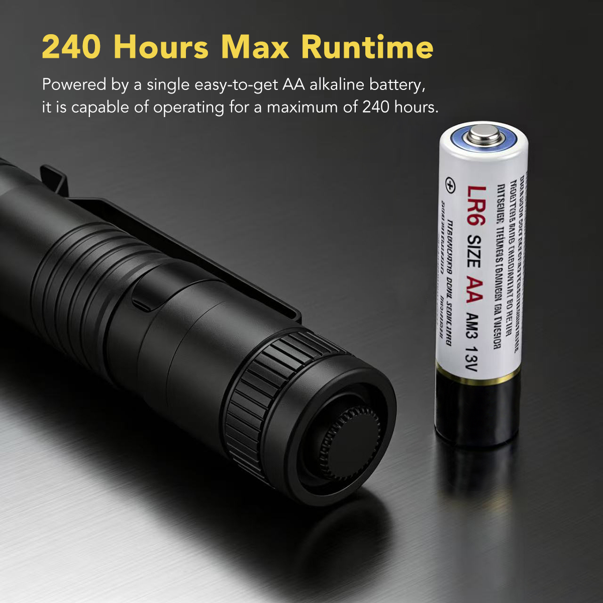 1AA 100LM MINI EDC FLASHLIGHT - CLIP-ON AA BATTERY POCKET KEYCHAIN ALUMINUM WATERPROOF LIGHT