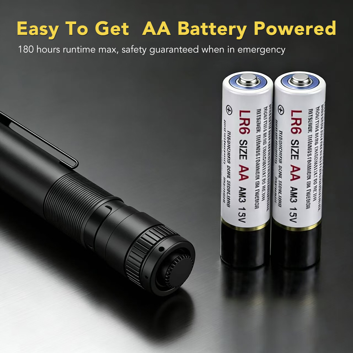 2AA MINI PEN FLASHLIGHT - CLIP-ON 160LM POCKET EDC 2AA BATTERY ALUMINUM WATERPROOF LIGHT