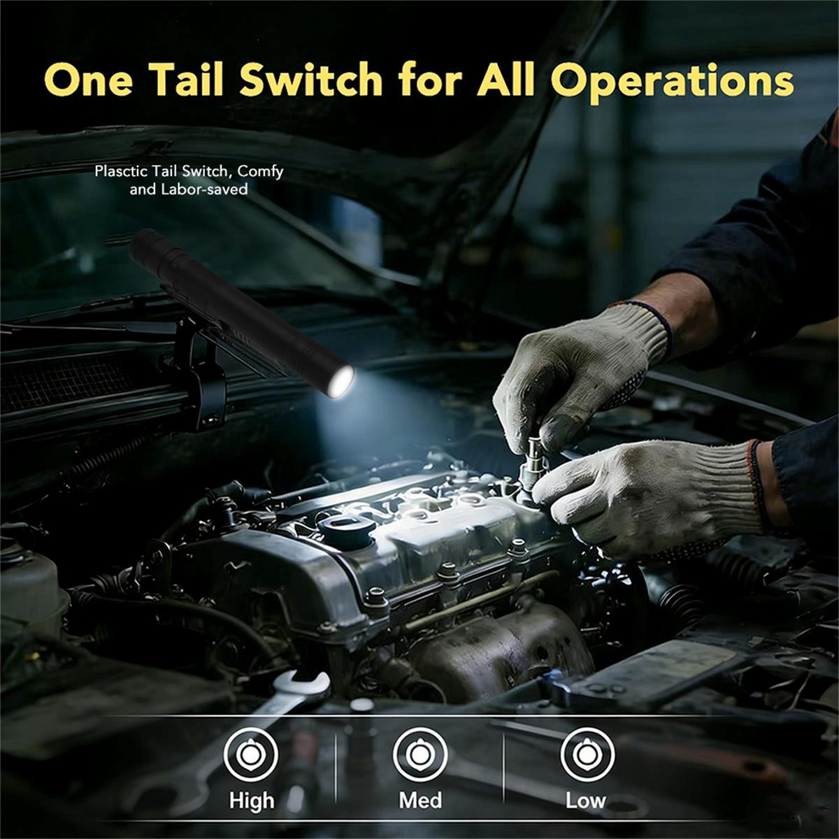 2AA MINI PEN FLASHLIGHT - CLIP-ON 160LM POCKET EDC 2AA BATTERY ALUMINUM WATERPROOF LIGHT