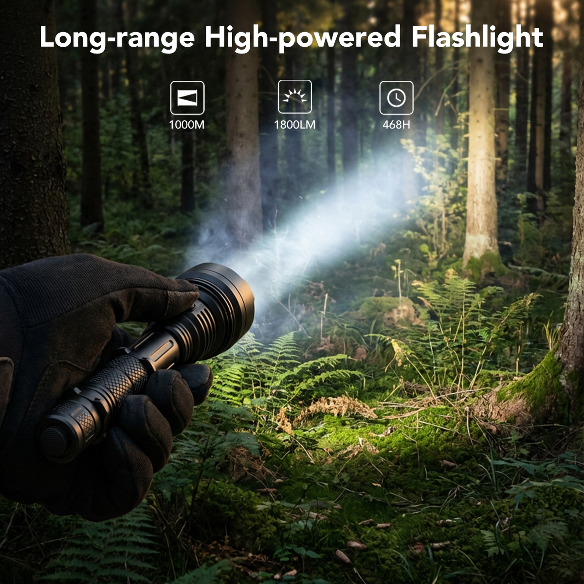 HT8 1800LM tactical flashlight fully submersible IP68 waterproof rating