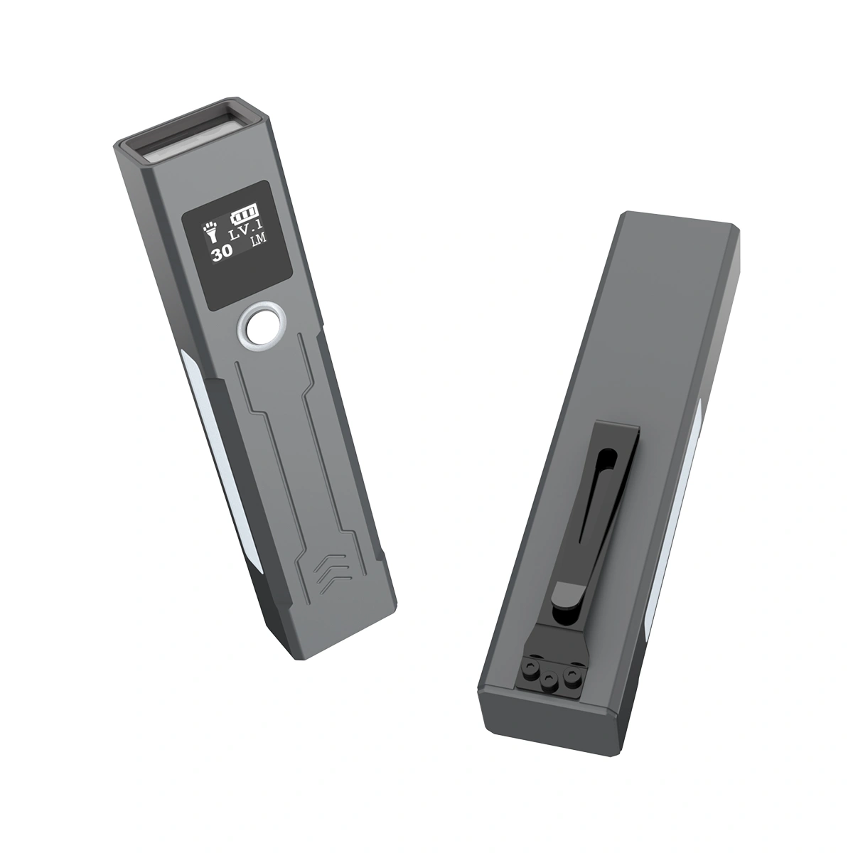 Flat EDC Flashlight Y1 showing ultra-slim 138mm x 30.5mm x 20.5mm aluminum chassis