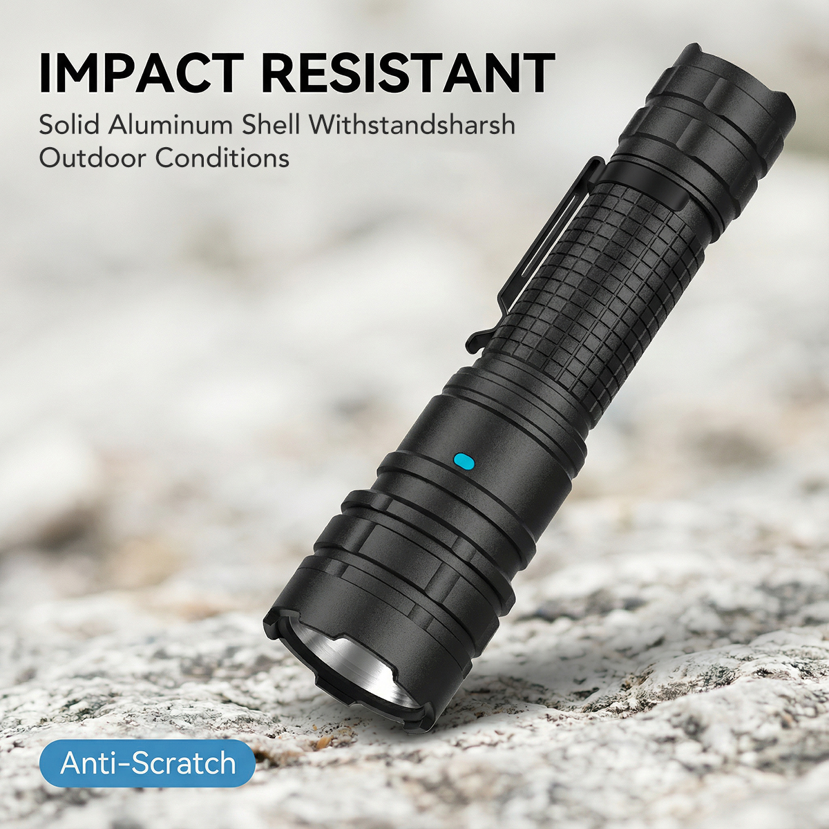 LUMINUS SFT40 Flashlight showing the T1-PRO deep dish parabolic reflector for 626m throw