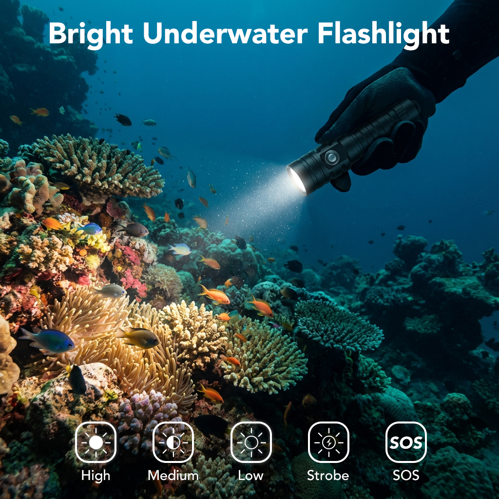 Professional Underwater LED Light showing macro cross-section of dual O-rings and waterproof threads