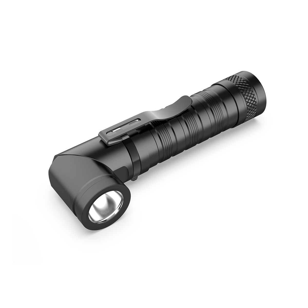 Rotating head flashlight demonstrating the 90-degree mechanical articulation and neodymium magnetic base
