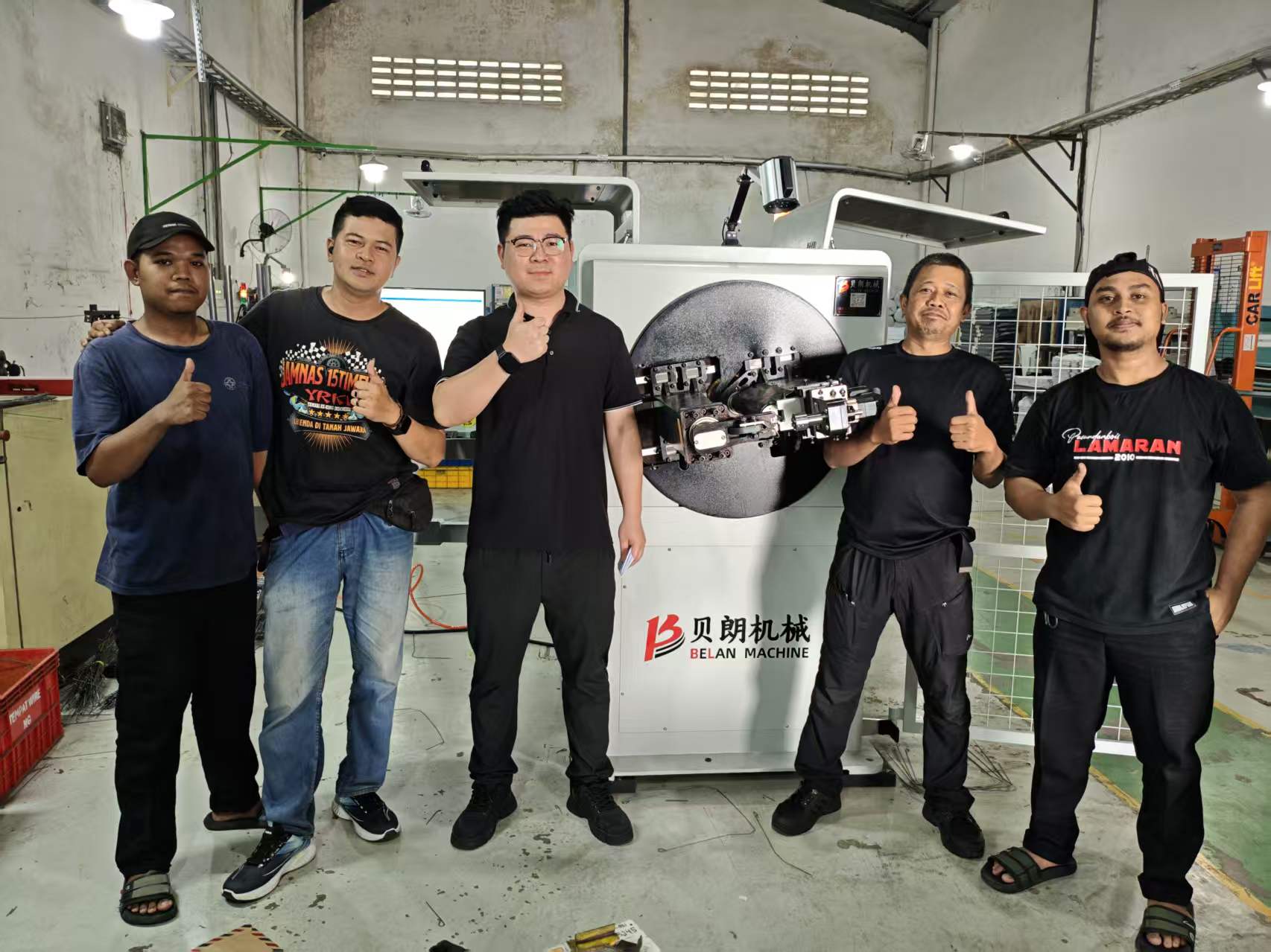 Indonesia training & delivery of Foam Wire Bending Machine. This Automotive Wire Forming Equipment works for foam wire & float rod,Model 6250 Wire Former.