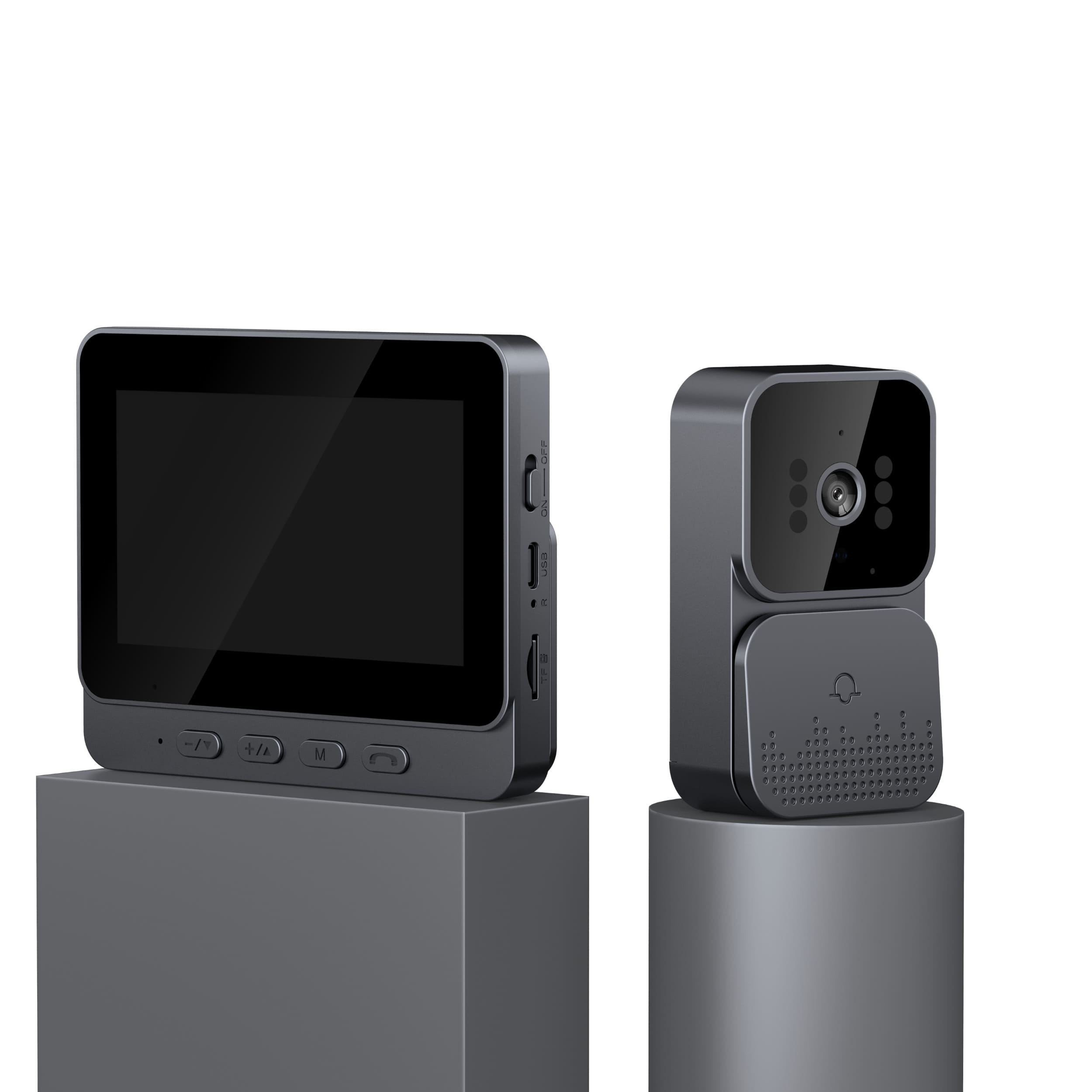 M10 no-WiFi video doorbell outdoor unit and indoor monitor