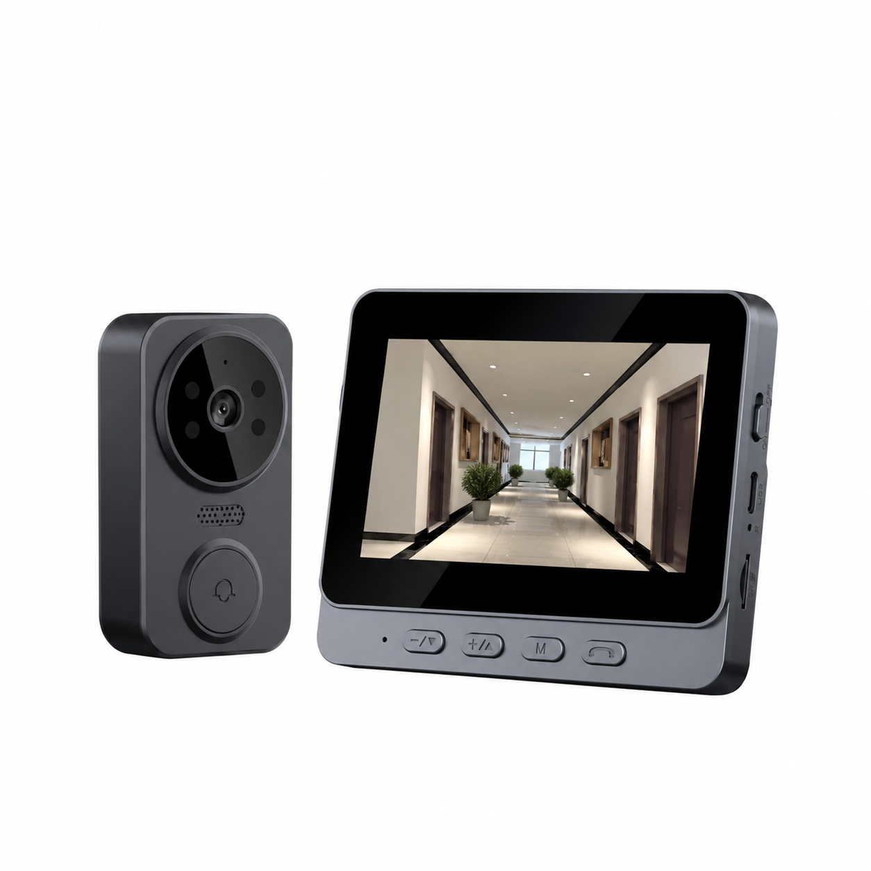 M12 no-WiFi video doorbell set with indoor monitor