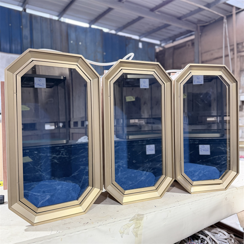 Bespoke Luxury Octagonal Gold Display Cases with Blue Velvet