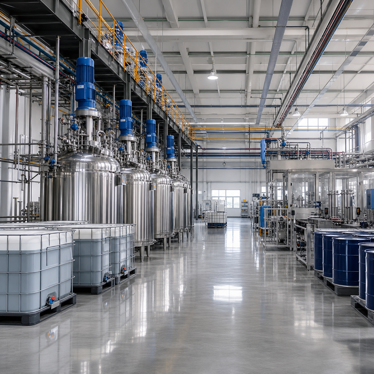 Modern resin manufacturing base with stainless production equipment