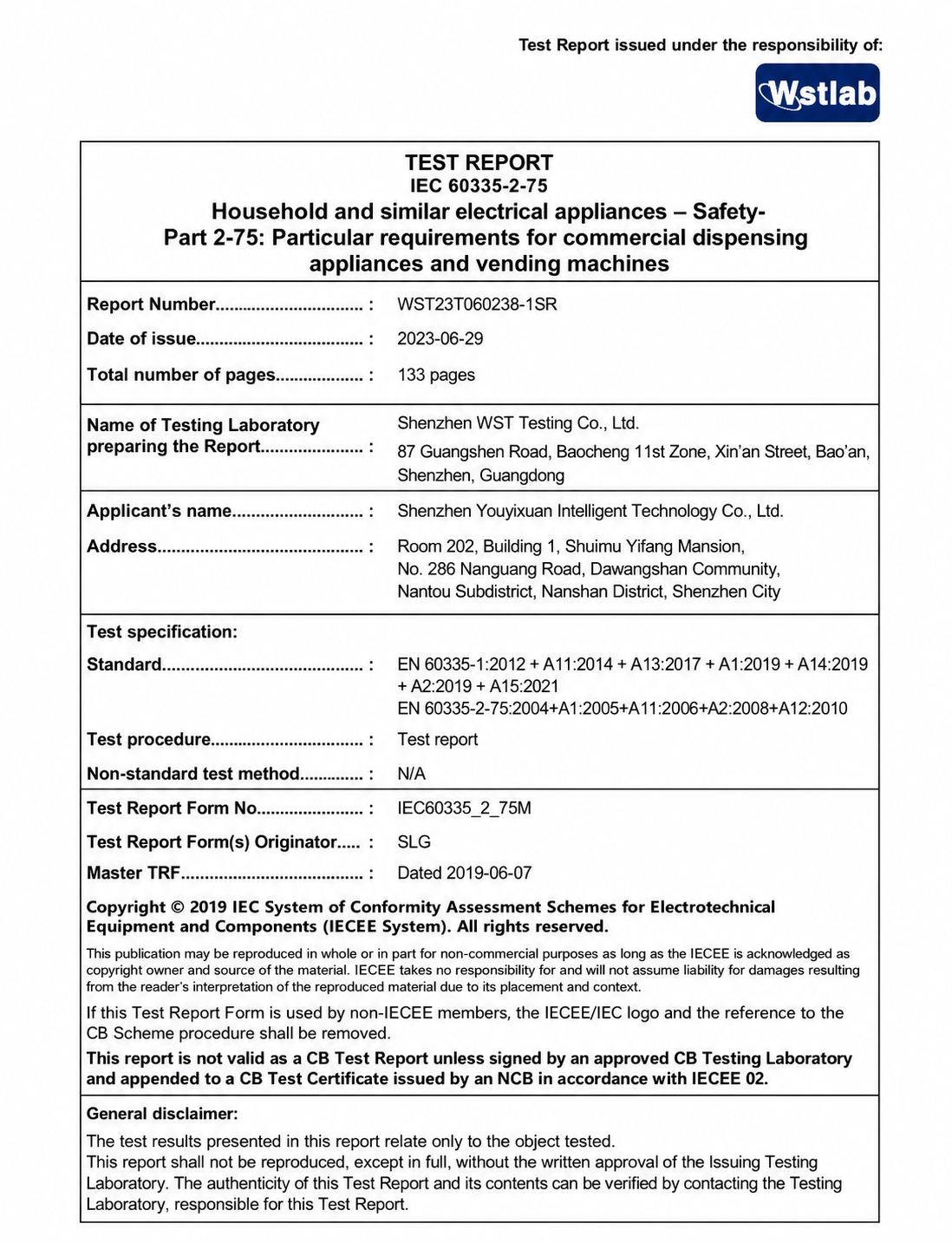 Product Safety Test Report