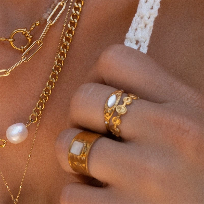18K gold plated stainless steel necklace bracelet and earrings jewelry set 18K Gold Plated Stainless Steel Jewelry Set
