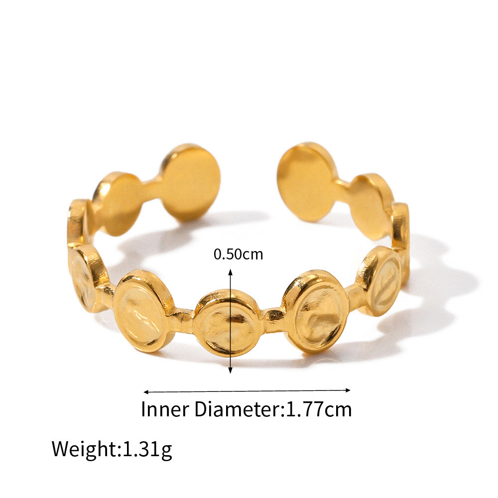 SseeSY Wholesale Stainless Steel Adjustable Opening Rings PVD 18K Gold Plated Inlaid with White Stone Zircon