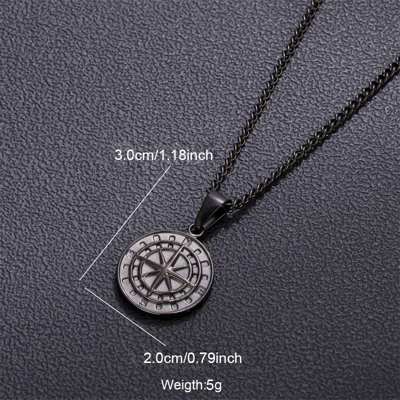 Custom Viking Cross Compass Stainless Steel Necklace