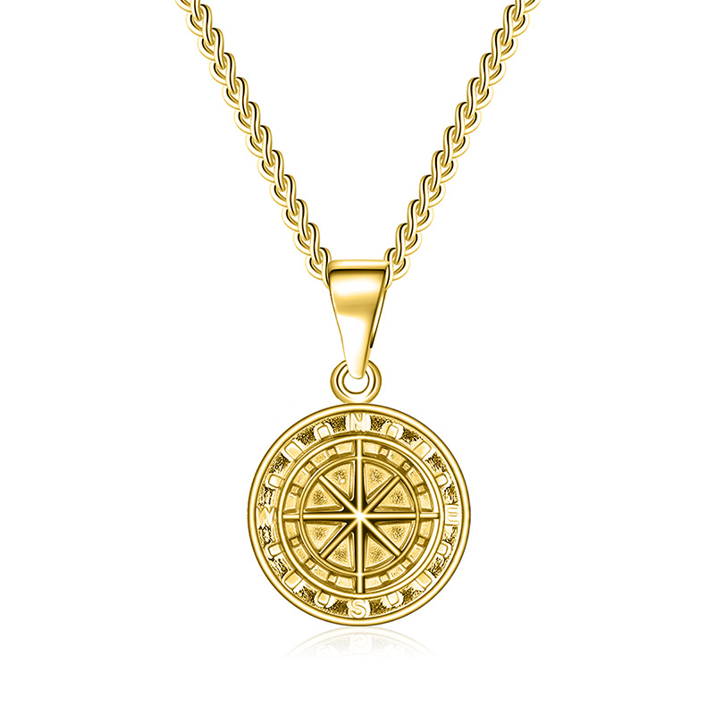 Viking Cross Compass Pendant Necklace Detail