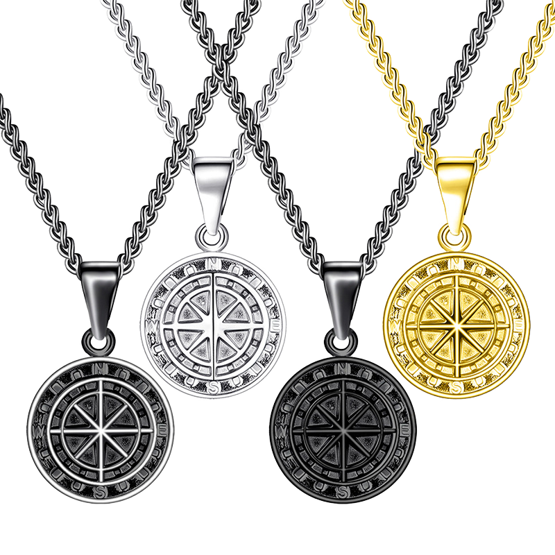 SSeeSY Minimalist Compass Motif Timeless Ocean‑inspired Design Waterproof Stainless Steel Necklaces Jewelry