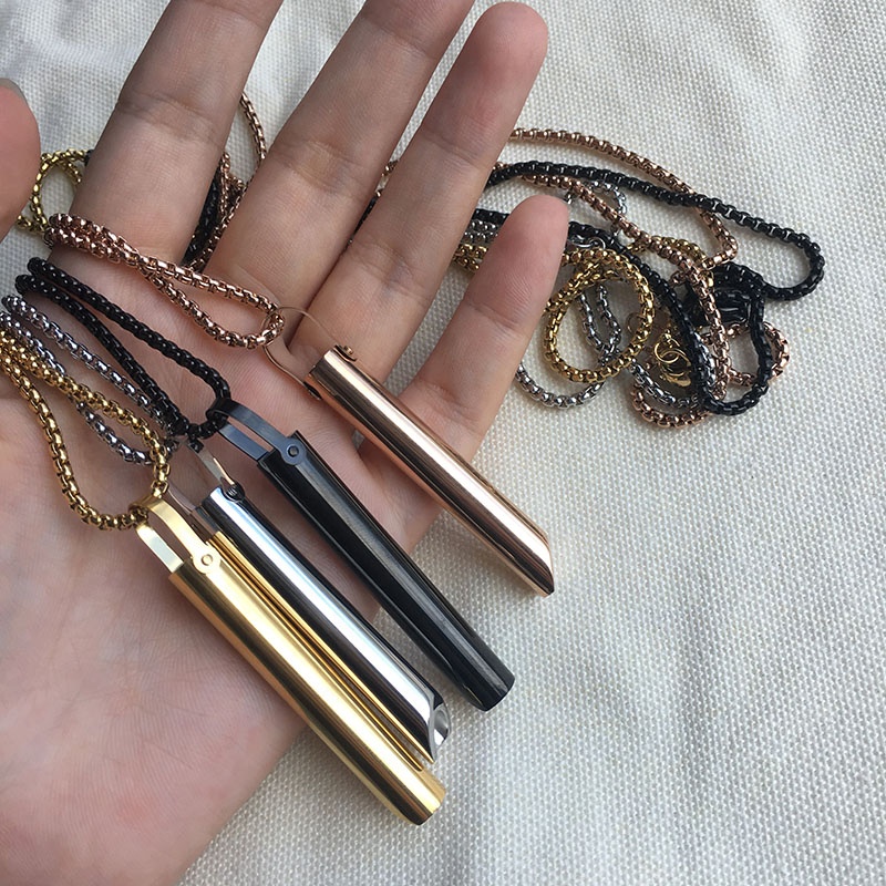 SSeeSY Anxiety Relief Breathing Tube Stainless Steel Pendant Necklace for Stress Calm Meditation Jewelry