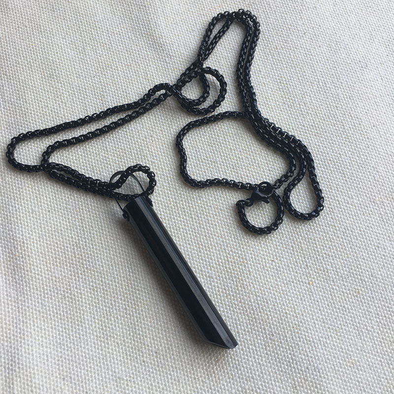 SSeeSY Anxiety Relief Breathing Tube Stainless Steel Pendant Necklace for Stress Calm Meditation Jewelry