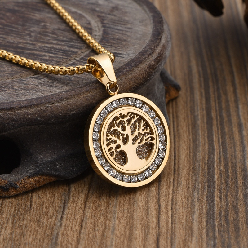 SSeeSY Classic Contemporary Western‑style Waterproof Stainless Steel Tree of Life Pendant with Zirconia