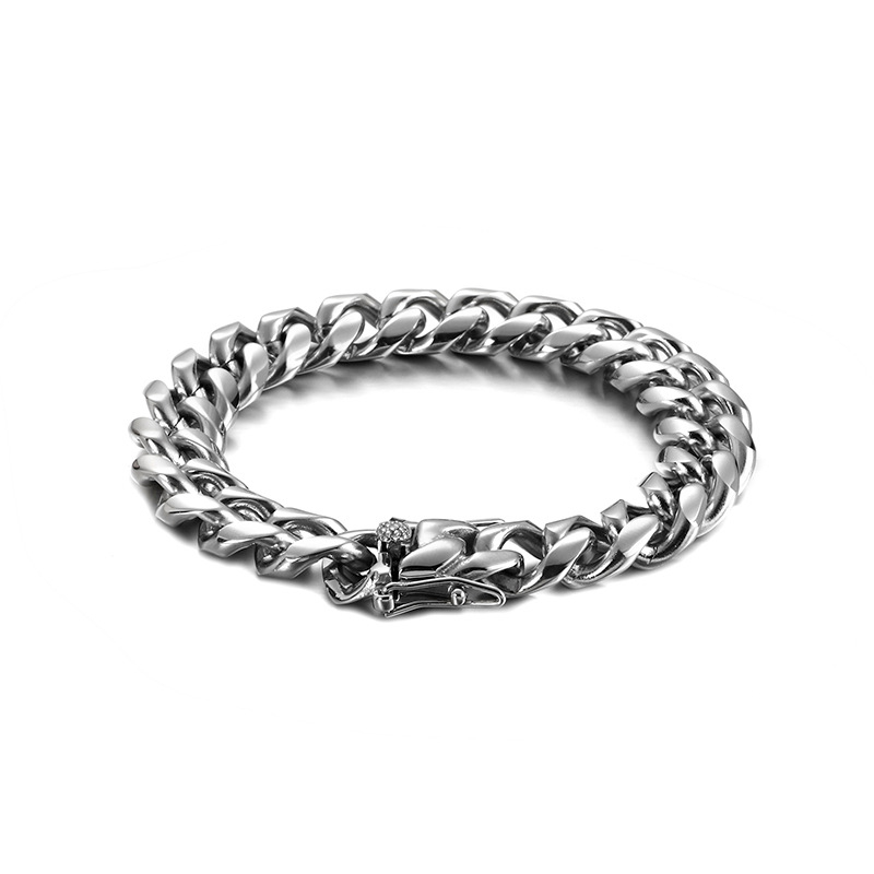 SSeeSY Fashion Premium Classic Western Style Stainless Steel Cuban Link Chain Bracelet PVD 18K Real Gold for Daily