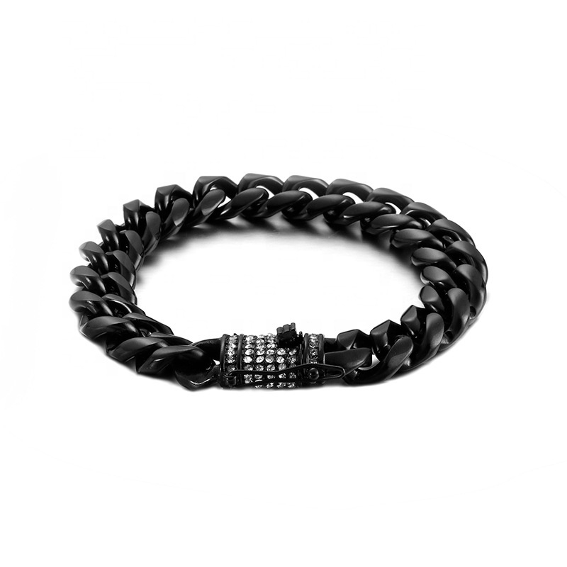 SSeeSY Fashion Premium Classic Western Style Stainless Steel Cuban Link Chain Bracelet PVD 18K Real Gold for Daily