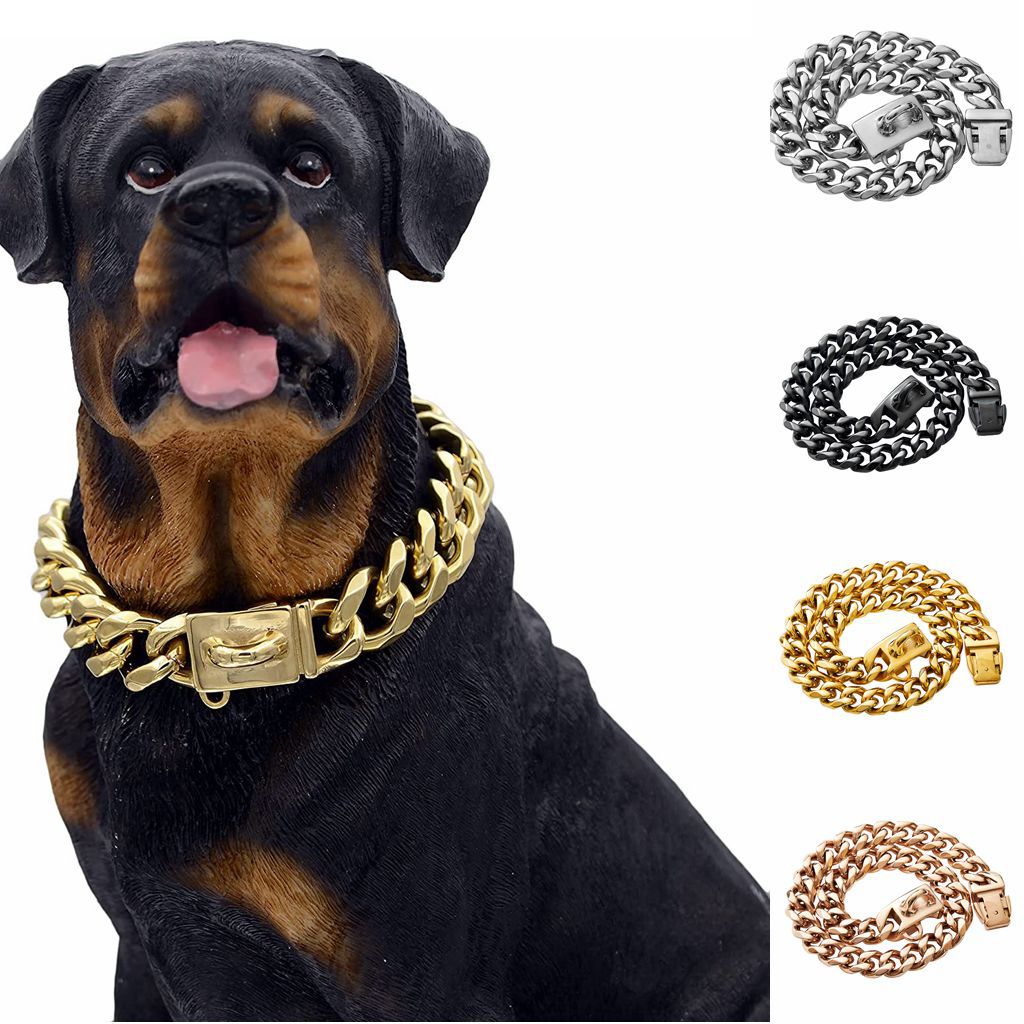 SSeeSY OEM ODM Custom 13mm Durable Pet Necklace Stainless Steel Cuban Link Chain for Dog Collar