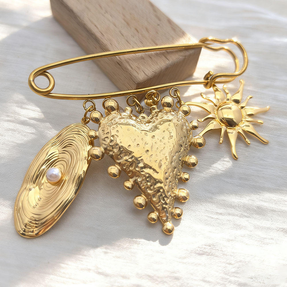 SSeesy Western‑Style Marine‑Motif Custom Stainless Steel Pendant Brooch DIY Clothes Accessories
