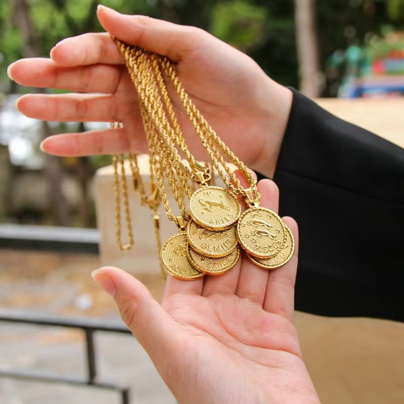 SSeeSY Minimalist Custom 12 Constellations Twice Necklace Custom Stainless Steel Pendant Necklaces 18K Gold Plating Jewelry