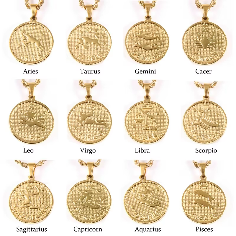 SSeeSY Minimalist Custom 12 Constellations Twice Necklace Custom Stainless Steel Pendant Necklaces 18K Gold Plating Jewelry