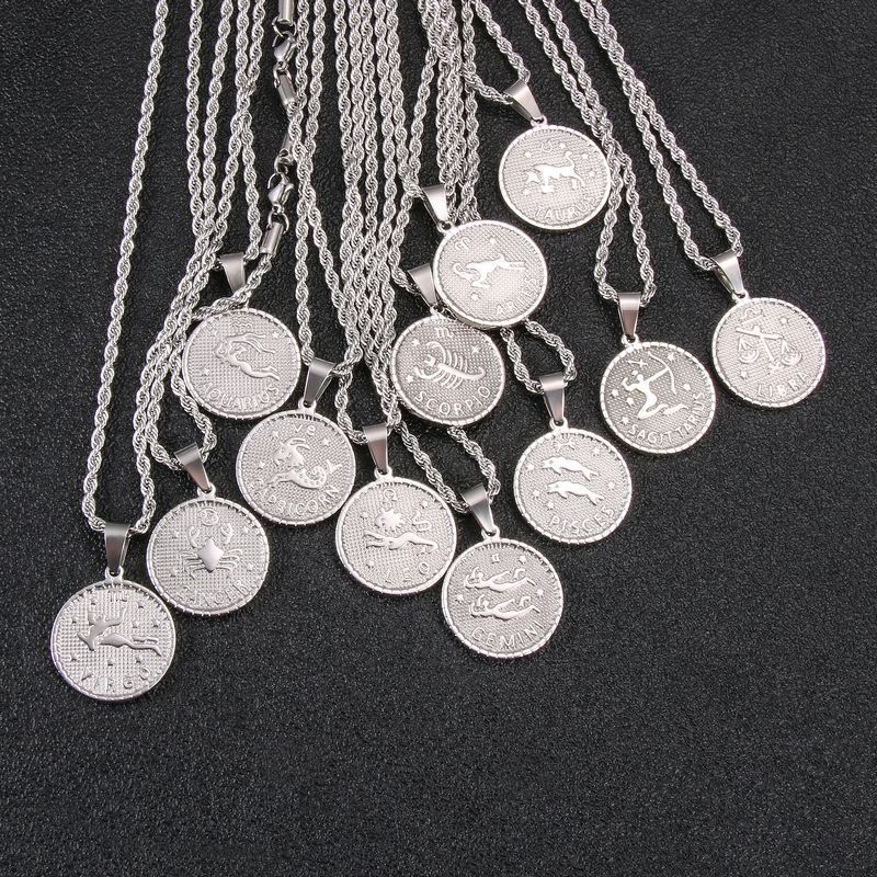 SSeeSY Minimalist Custom 12 Constellations Twice Necklace Custom Stainless Steel Pendant Necklaces 18K Gold Plating Jewelry
