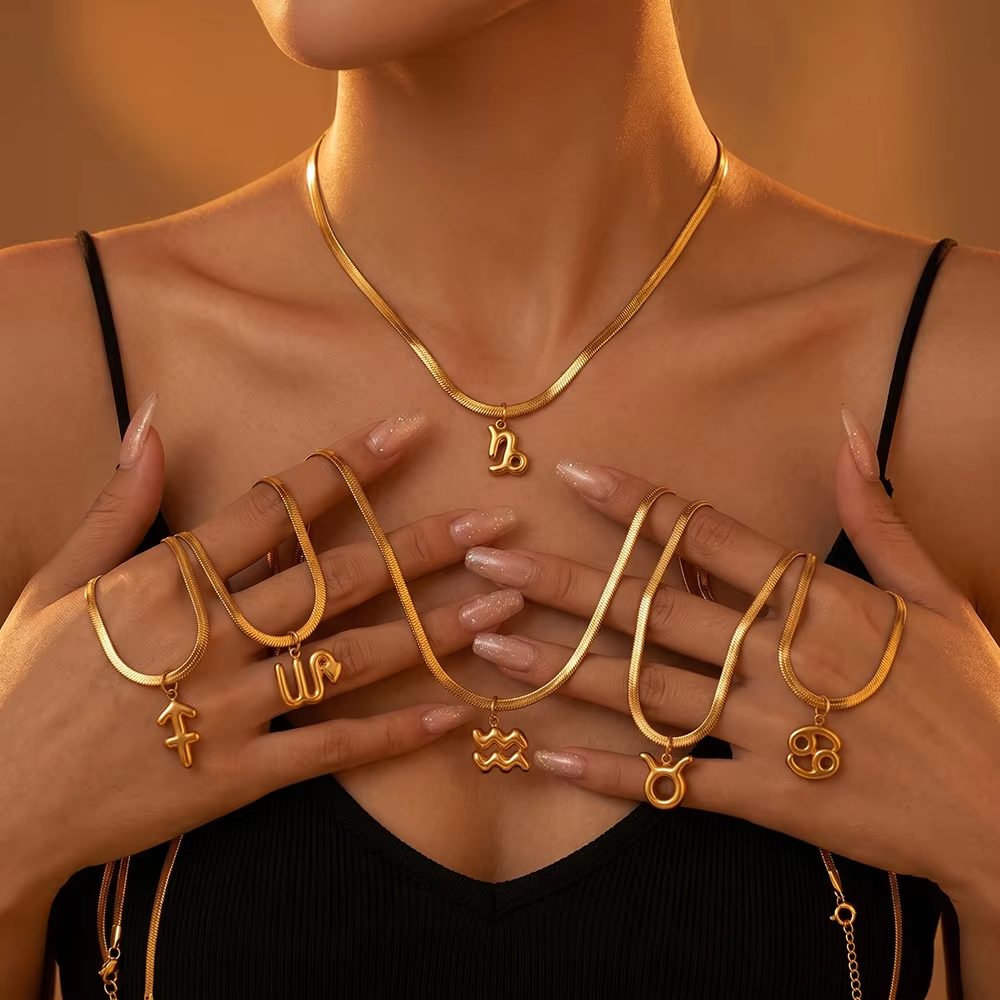 SSeeSY Minimalist Custom Stainless Steel PVD 18K Gold 12 Sign Pendant Necklaces For Women Jewelry Gift Daily