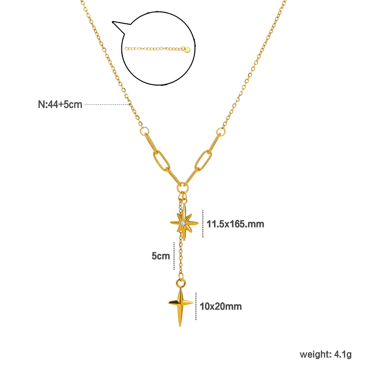 SSeeSY Custom Design Fashion Jewelry Stainless Steel PVD18K Gold Plated Star Heart Splicing Geometric Necklace for Gifts