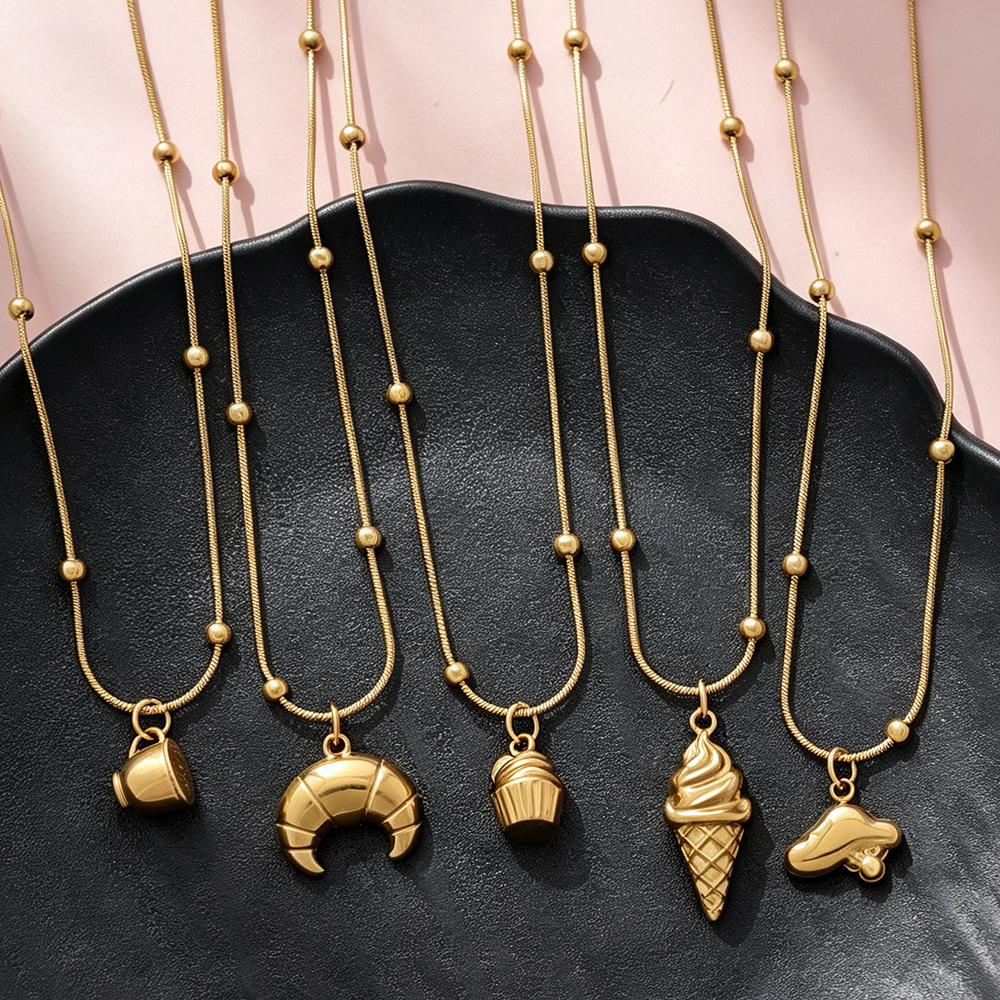 SSeeSY Minimalist Customized Stainless Steel 3D Charm Pendant Necklaces PVD Gold Plating Coating Waterproof Women Jewelry Daily Gilft